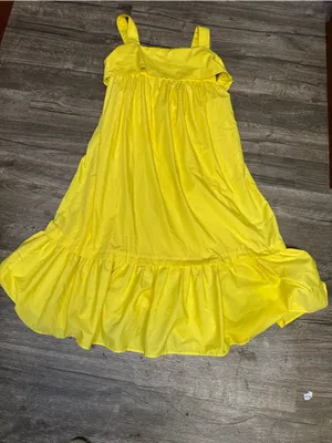 Entro Yellow Babydoll Midi Dress Boutique Summer Dress Size Large thumbnail 3