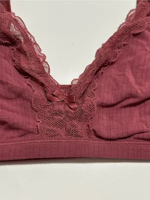 Auden Lace-Trim Bralette in Burgundy thumbnail 2