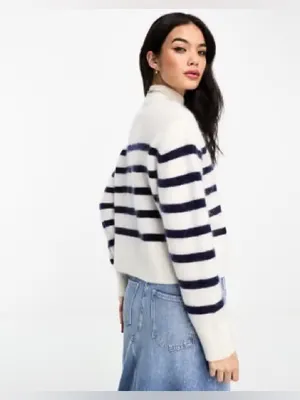 EUC & Other Stories Mock Neck Crop Sweater Striped size XS/Small Retails $90 thumbnail 2
