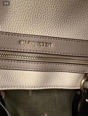 Liz Claiborne Cream Tote with navy Handles and Red Tassel thumbnail 3