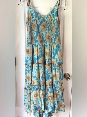 Free People Adriel Tie Strap Tiered Midi Dress NWT Size L thumbnail 10