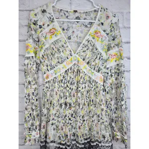 Free People Soli Plunge Long Sleeve Floral Lace Embroidered Mini Dress XS S thumbnail 5