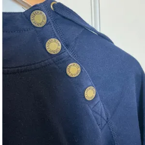 Lauren Ralph Lauren Navy Blue Button Shoulder Hoodie Sweatshirt Small thumbnail 2