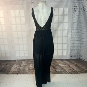 🔥5/$25 sale🔥 ark & co NWT black and gold bodycon mini with sheer black chiffon thumbnail 5