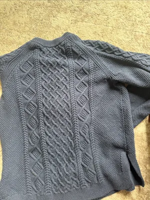 J. Crew 100% cotton Cable Knit Crewneck Sweater in Navy, medium thumbnail 6