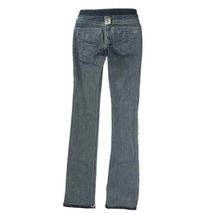 True Religion Straight Jeans Low Rise Rainbow Stitch Stretch Dark Wash Size 24 thumbnail 6