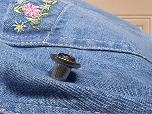Vntg 1980s Oh! Mamma Maternity Denim Tunic Shirt L Floral Embroidered Maternity thumbnail 4