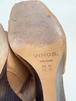 VINCE Pia Leather Wedge Sandals - Tan Size 9 thumbnail 8