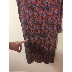 RTR Tanya Taylor Zoe Red Floral Ruched Mock Neck Long Sleeve Maxi Dress Sz Small thumbnail 7
