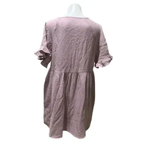 Madewell Women's L Pink Ruffle Sleeve V-Neck Short Minidress thumbnail 4