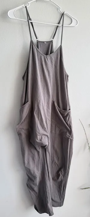 Fashion Gray Slouchy‎ Harem Jumpsuit Womens Small Cotton Spandex CQ-941M Pocket thumbnail 1