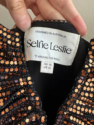 Selfie Leslie Dancing In September Thigh Split Sequin Dress Bronze, Size XL thumbnail 13