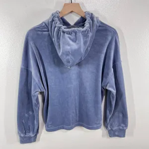 UGG Women's Velour Pullover Hoodie Periwinkle Blue Drawstring Large Lounge‎ Soft thumbnail 3