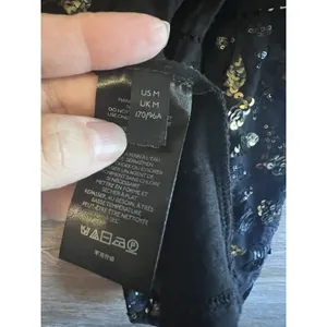 Anthropologie Black & Gold Sequined Peplum Peasant Top Balloon Sleeves M Party thumbnail 6