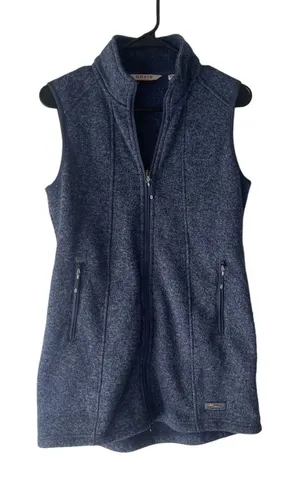 Orvis Womens XS Navy Blue Heather Sweater Fleece Full Zip Mock Neck‎ Vest thumbnail 1