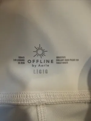 aerie White Hi-Rise 7/8 Offline Leggings Size Large- C47-043 thumbnail 2