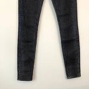 HUDSON JEANS Nicole Super Skinny Jeans Snakeskin Mid Rise Black Dark Wash Denim thumbnail 4