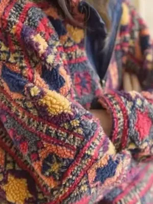 NWT Cozy Multicolor Floral women loose fit warm Jacket size M thumbnail 4