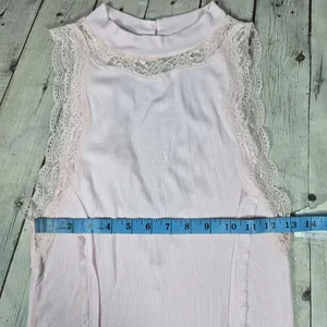 Free People Dale‎ Tank Top Ballet Ribbed Lace Open Back Pink OB980491 M thumbnail 8