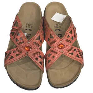 Betula by Birkenstock Joyce Double Leather Sandal Womens 8 Orange Boho Hippie thumbnail 4