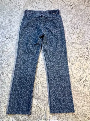 💥MOTHER Superior The Tomcat Sinister Leopard Print Raw Hem Ankle Jeans Size 24🧡 thumbnail 4