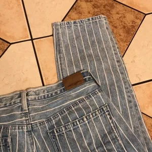 American eagle pin striped high rise mom‎ denim ankle jeans size 4 festival cute thumbnail 5