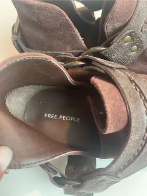 Free People Belle Harness Boots Brown Suede Leather Ankle Booties Buckle Size 8 thumbnail 6