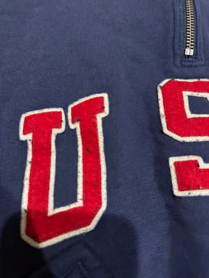 Polo by Ralph Lauren Navy Quarter-Zip Sweatshirt with Red USA Letters thumbnail 2