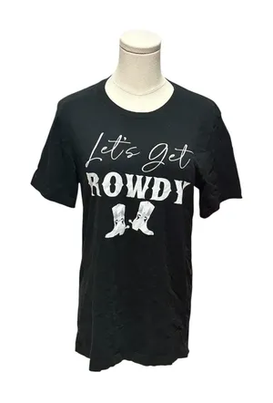 Let's Get Rowdy Cowgirl Boots Bachelorette Party T-Shirt Size Medium thumbnail 1