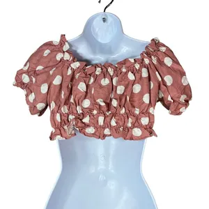Zara‎ Linen Blend Polka Dot Crop Top Size Small thumbnail 4