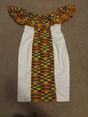 Off shoulder kente midi dress Multiple Size M thumbnail 1