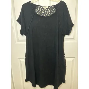 Umgee Women's XL Black Fringe Hem Tunic Dress Casual Boho Summer‎ Cover Up thumbnail 3