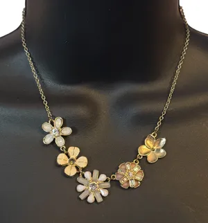 Liz Claiborne gold tone flower necklace thumbnail 1