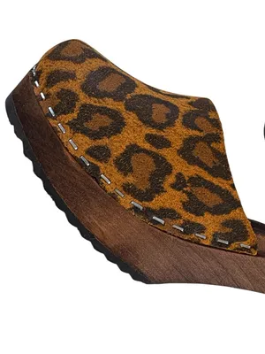 EUC Lotta’s Stockholm Leather Sling Back Heeled Clogs Black Leopard 7.5 - 8 thumbnail 7