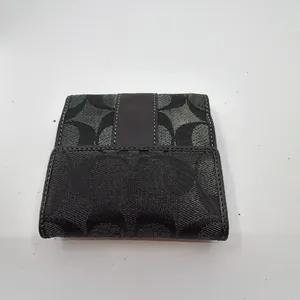 Coach Compact Black Signature C Canvas Wallet thumbnail 3