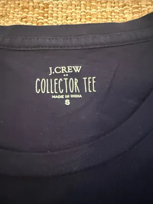 JCrew Factory Collectors Tee Navy Blue Embroidered Cherry Print Small thumbnail 3