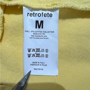 Retrofête Willa Yellow Denim Mini Dress Ruched Button Front Italy M thumbnail 6