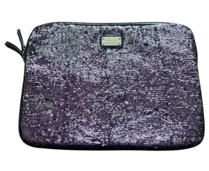 Nine West Purple Silver Sequin Padded 14” Laptop Bag EUC thumbnail 1