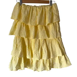Tularosa Revolve Finley Pastel Yellow Tiered Mini Strapless Dress size small thumbnail 3