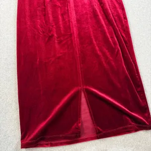 Haute Monde Women's XL Burgundy Velvet Strappy V-Neck Midi Bodycon Dress thumbnail 10