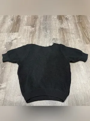 Halara Black Knit Short Sleeve Sweater thumbnail 2