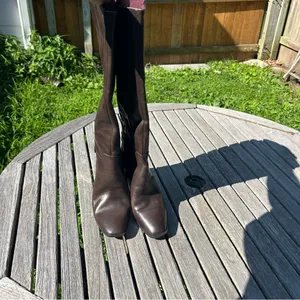 Franco Sarto Tiera Brown Leather High Shaft Heeled Boots‎ size 10 thumbnail 4