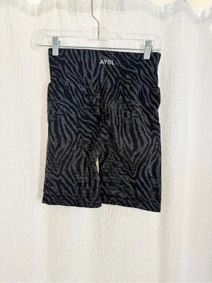 AYBL Black Zebra-Print High-Rise Biker Shorts thumbnail 2