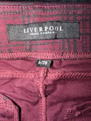 Liverpool Reagan Printed Skinny Burgundy Plaid Pants Size 6/28 thumbnail 7