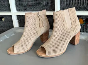 Toms Beige Perforated Ankle Booties thumbnail 1