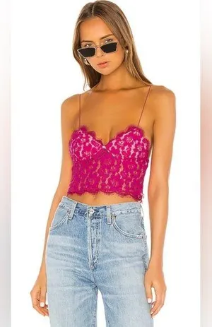 h:ours Pink Lace Tank Top thumbnail 1