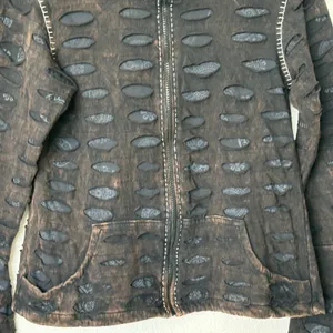 The Pyramid Collection sweatshirt M Y2K Appliqués Cutwork Zip Front whimsigoth thumbnail 9