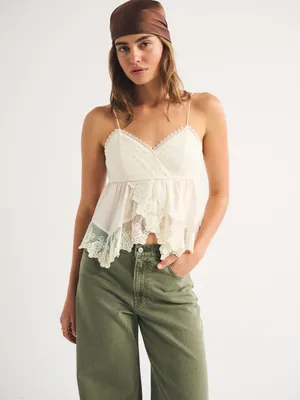 Abercrombie Babydoll Lace Trim Cami Tank Top thumbnail 3