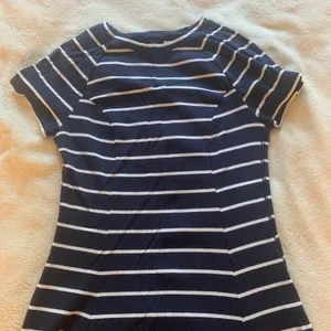 BDG Jackie A-Line Navy Blue and White Stripe Dress thumbnail 5