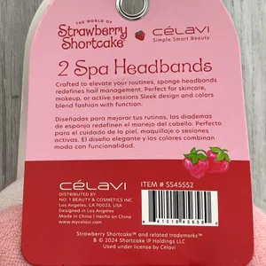 Celavi X Strawberry Shortcake Spa Sponge Bubbled Handmade Headbands 2 Pack Pink thumbnail 5